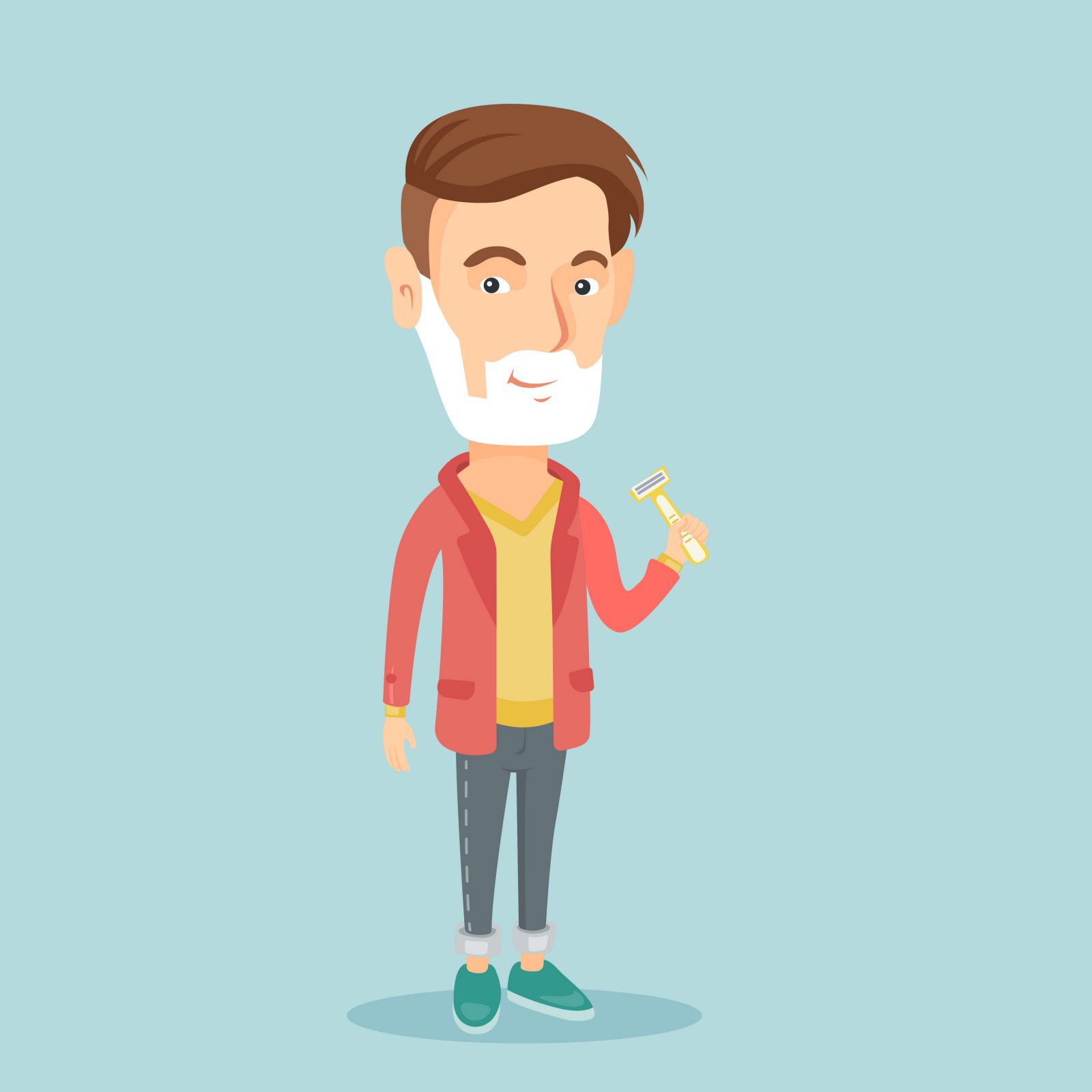 Man shaving his face vector illustration.